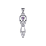 Celtic Knotwork Goddess with Gemstone Silver Pendant TPD5968