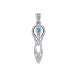 Celtic Knotwork Goddess with Gemstone Silver Pendant TPD5968