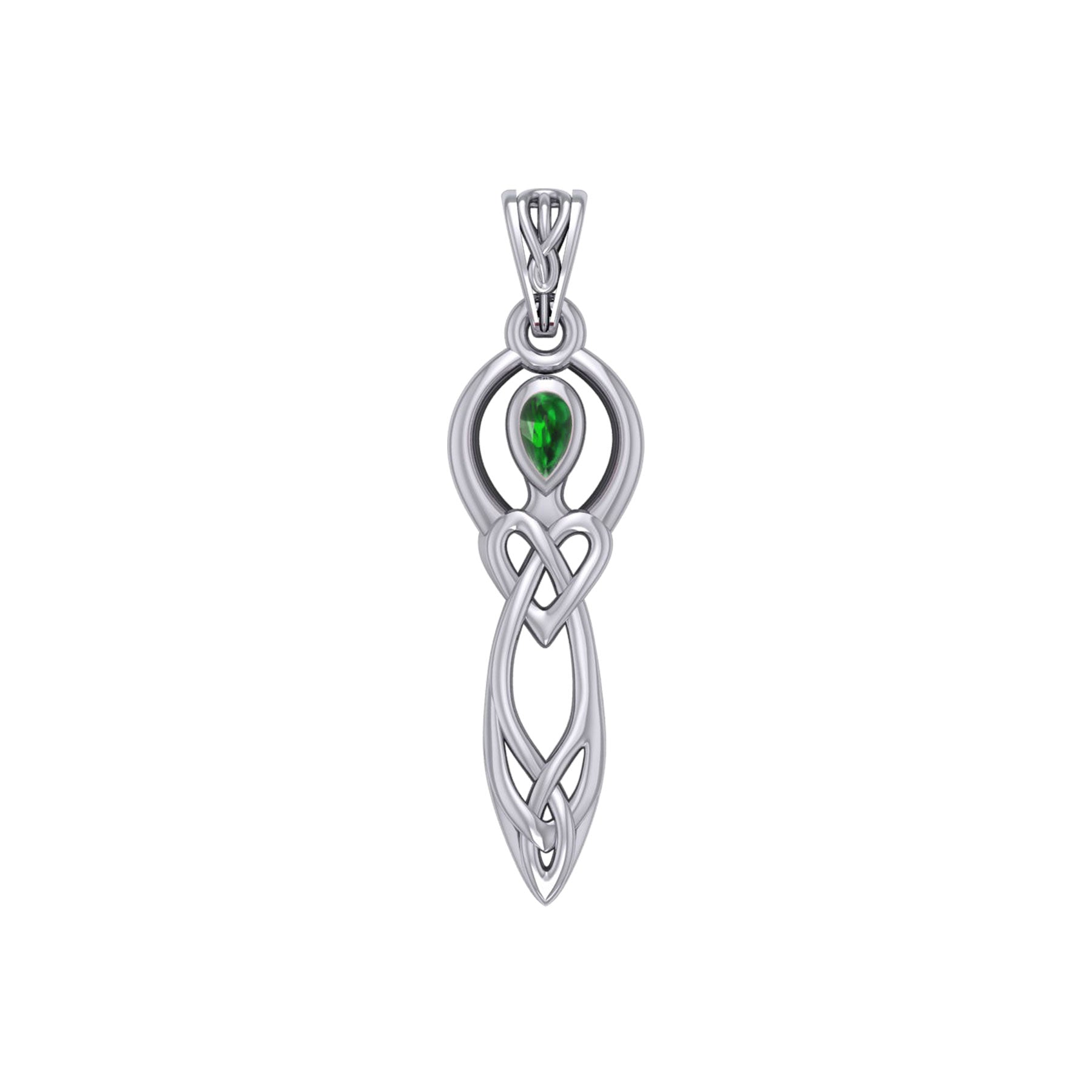 Celtic Knotwork Goddess with Gemstone Silver Pendant TPD5968