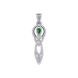 Celtic Knotwork Goddess with Gemstone Silver Pendant TPD5968