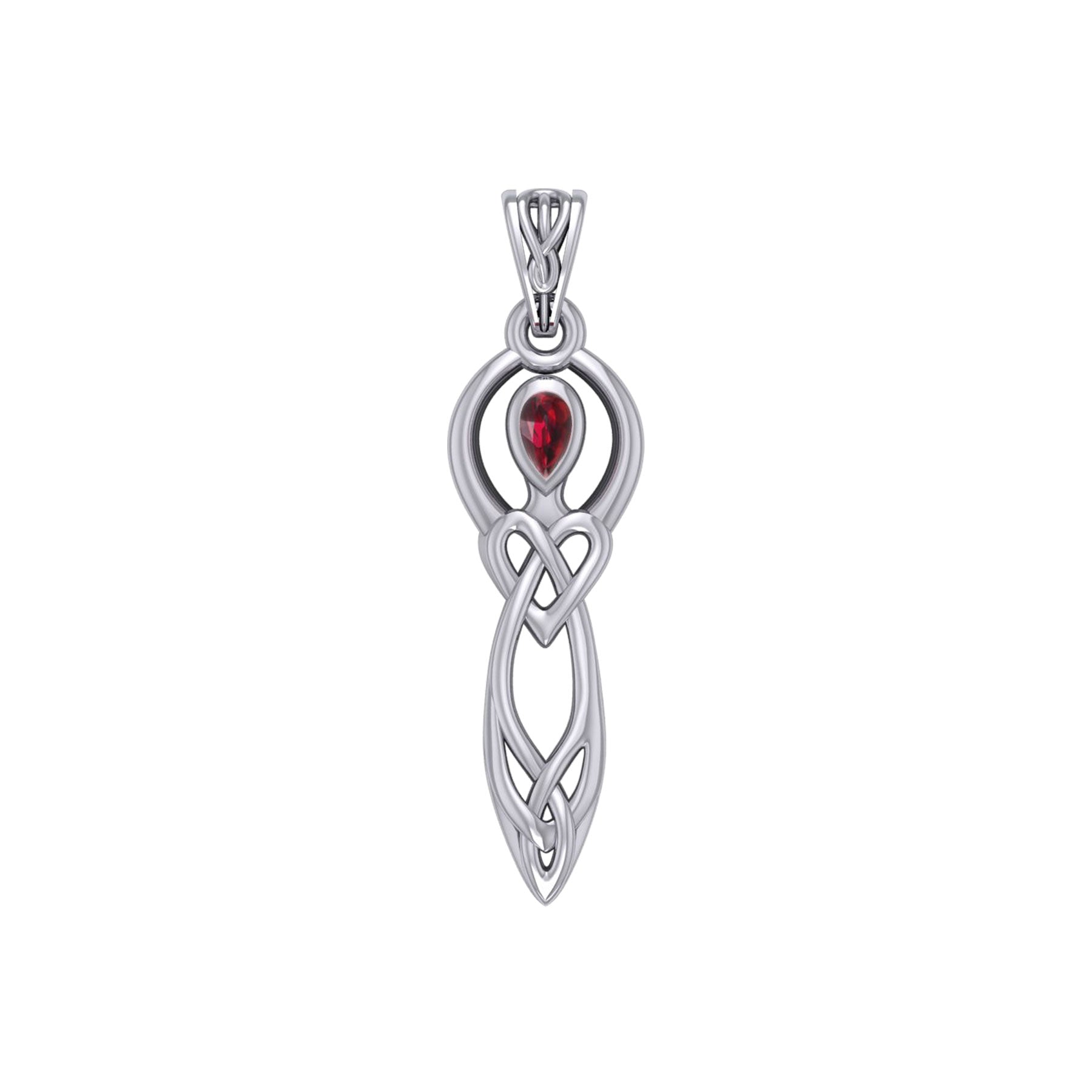 Celtic Knotwork Goddess with Gemstone Silver Pendant TPD5968