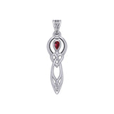 Celtic Knotwork Goddess with Gemstone Silver Pendant TPD5968
