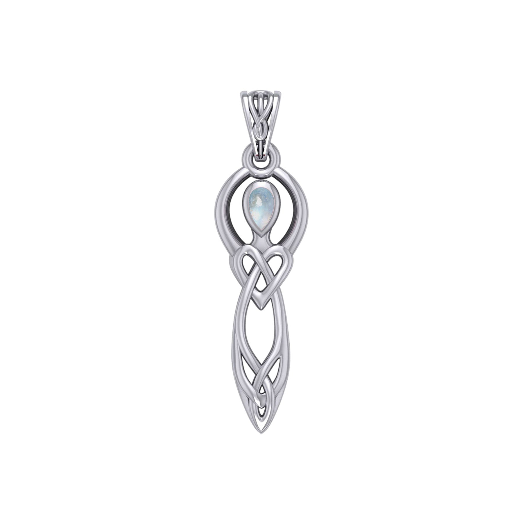 Celtic Knotwork Goddess with Gemstone Silver Pendant TPD5968