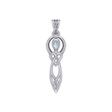 Celtic Knotwork Goddess with Gemstone Silver Pendant TPD5968