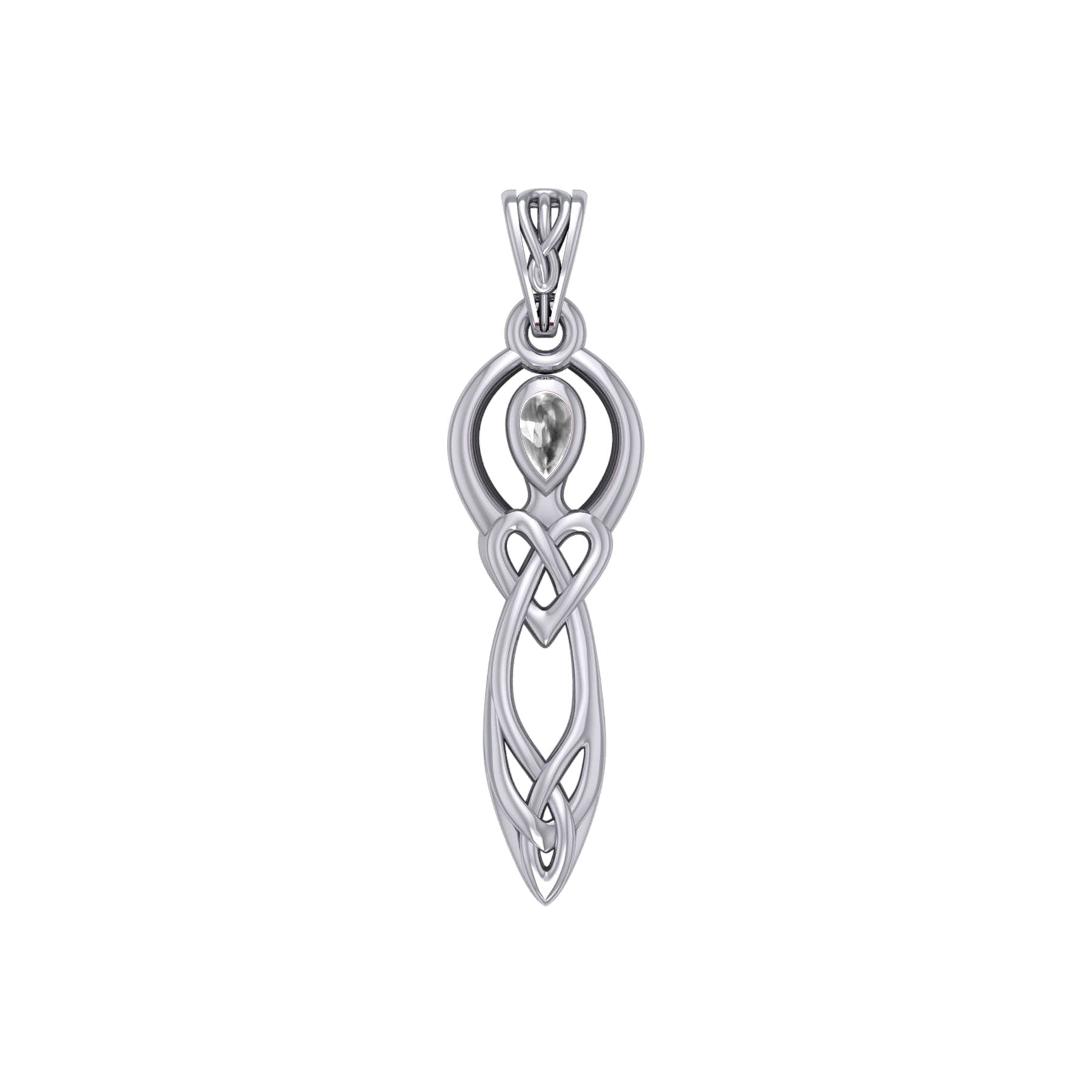 Celtic Knotwork Goddess with Gemstone Silver Pendant TPD5968