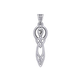 Celtic Knotwork Goddess with Gemstone Silver Pendant TPD5968