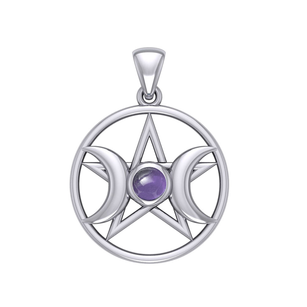 Triple Goddess Silver Pendant with Gemstone TPD5969