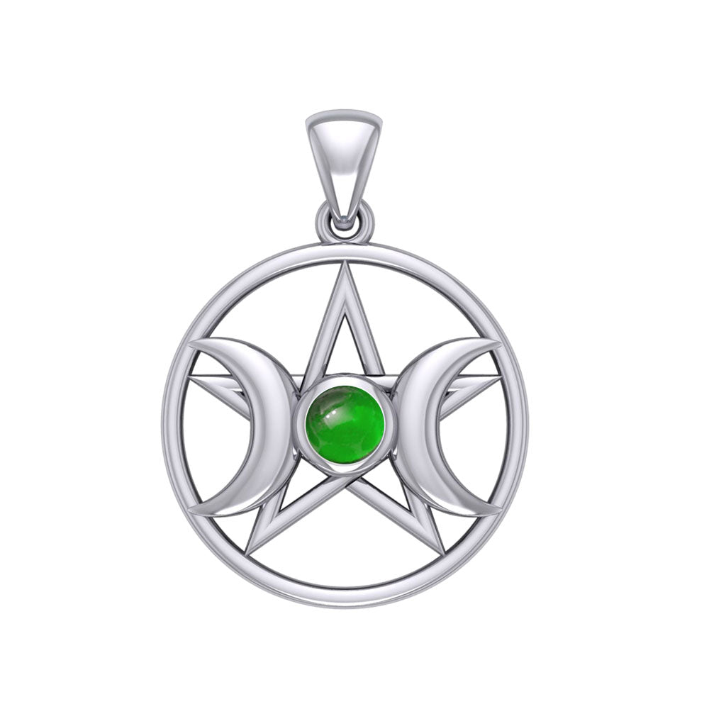 Triple Goddess Silver Pendant with Gemstone TPD5969