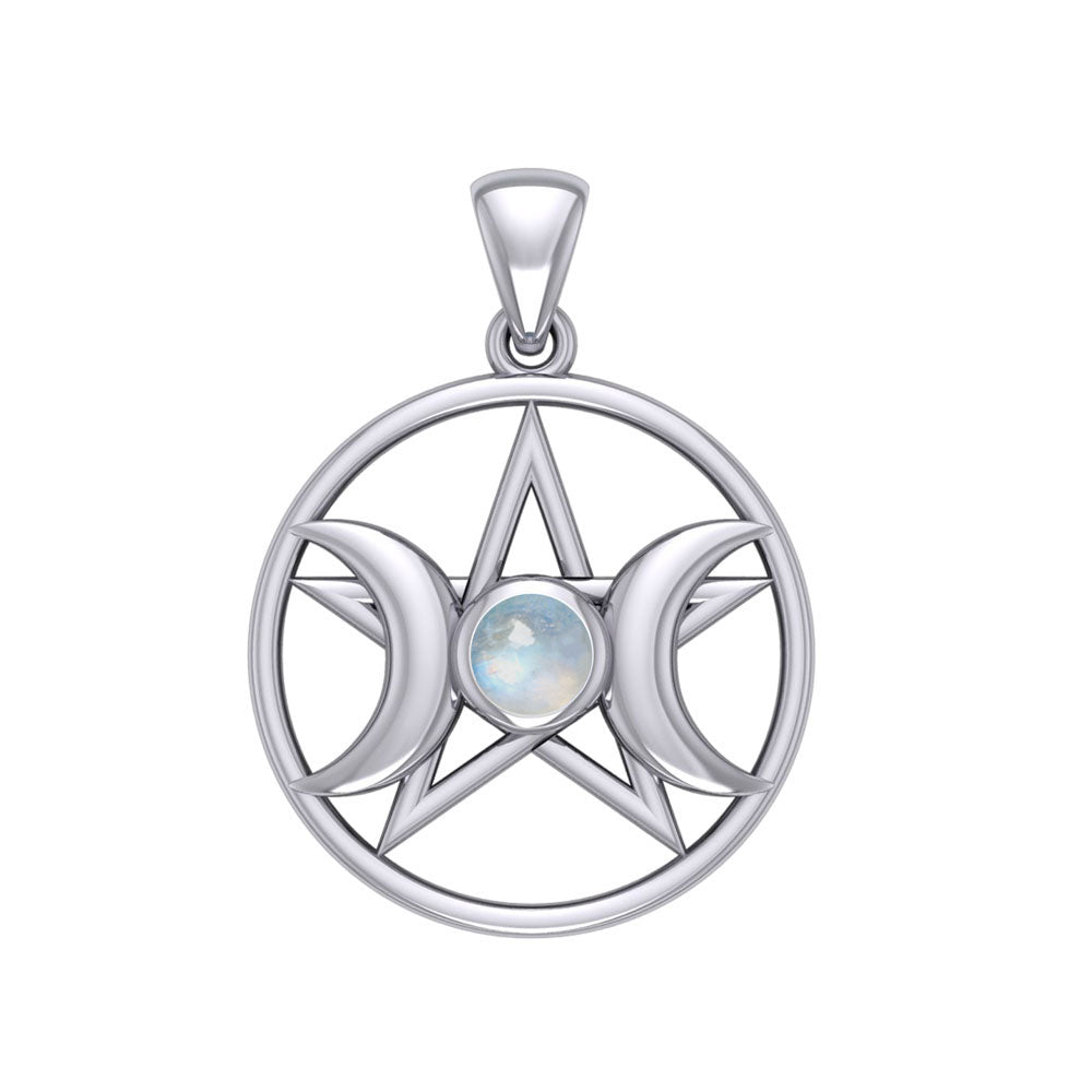 Triple Goddess Silver Pendant with Gemstone TPD5969