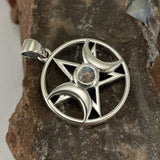 Triple Goddess Silver Pendant with Gemstone TPD5969