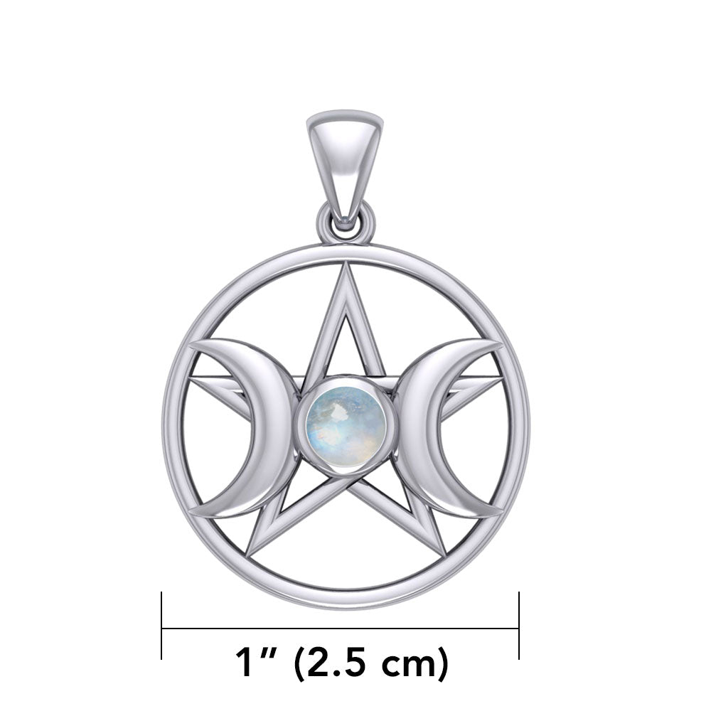 Triple Goddess Silver Pendant with Gemstone TPD5969