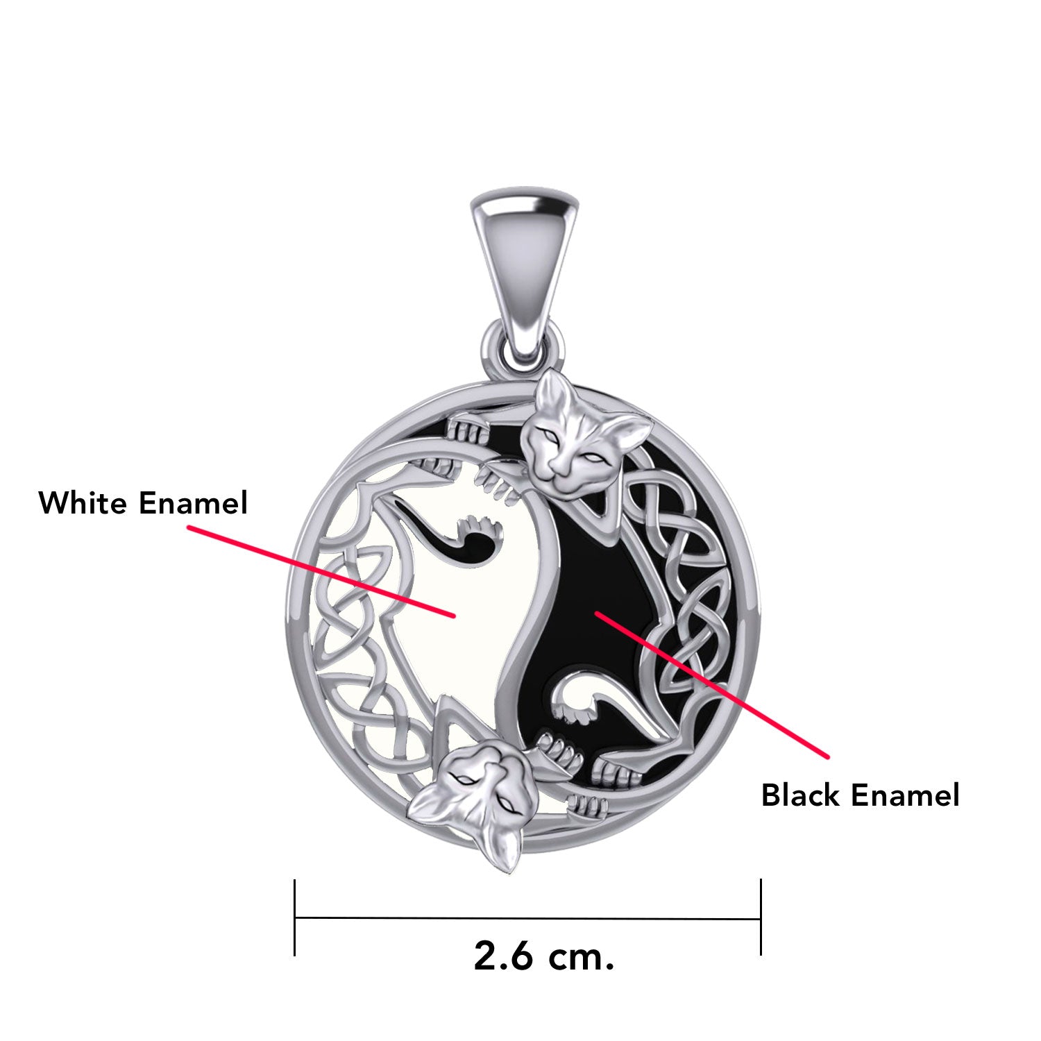 Celtic Yin Yang Cat Silver Pendant TPD5981