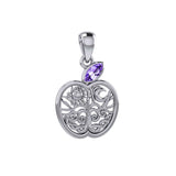 Celtic Spiritual Fruit Apple with Tree of Life Silver Pendant with Gemstone TPD5986