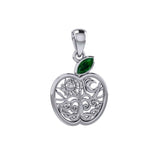 Celtic Spiritual Fruit Apple with Tree of Life Silver Pendant with Gemstone TPD5986