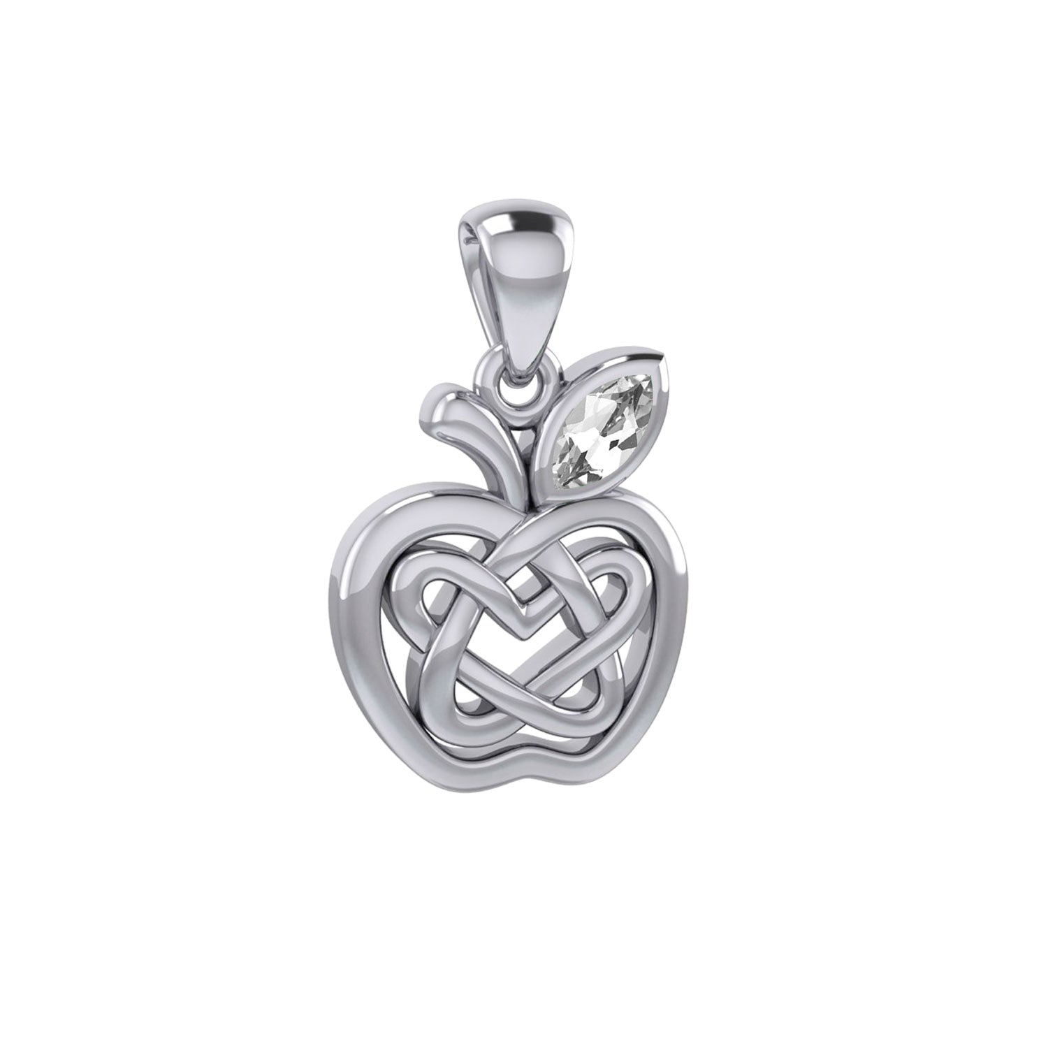 Celtic Spiritual Fruit Apple with Double Heart Silver Pendant with Gemstone TPD5987
