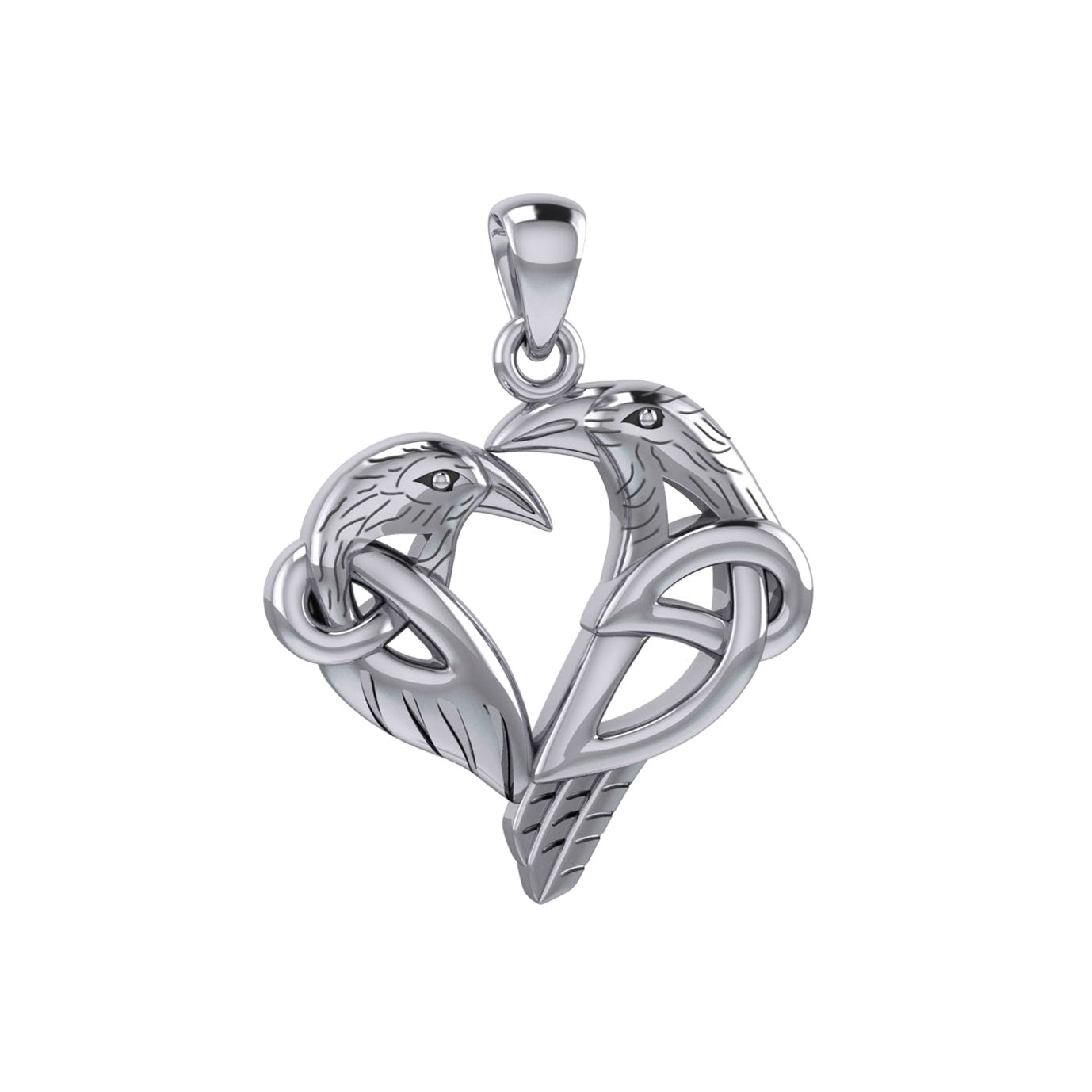 Love of The Mythical Celtic Heart Raven Silver Jewelry Pendant TPD6025