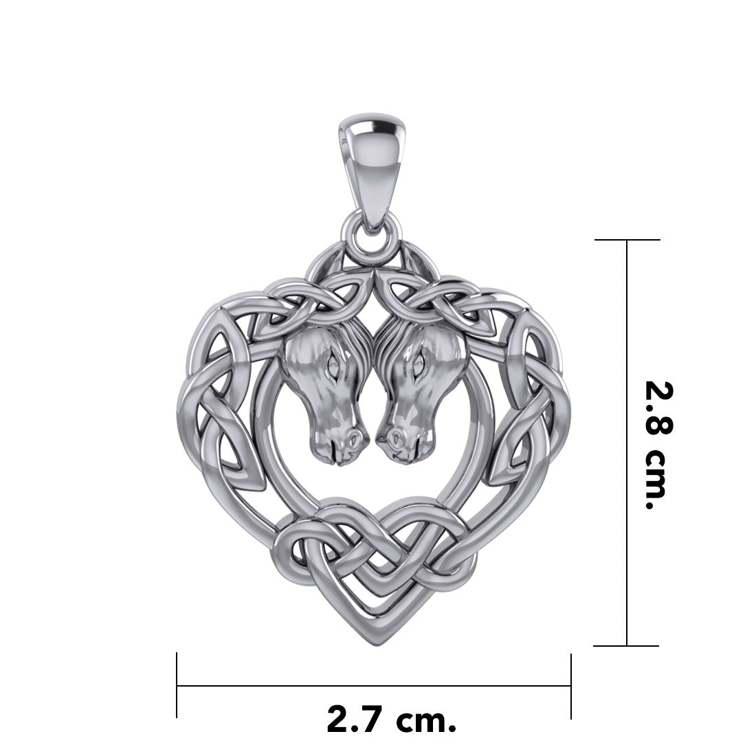 Double Horses in The Celtic Heart Silver Pendant TPD6027