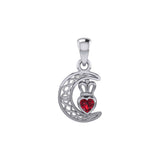 Crescent Moon with Heart Gemstone Silver Pendant TPD6193