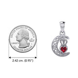 Crescent Moon with Heart Gemstone Silver Pendant TPD6193