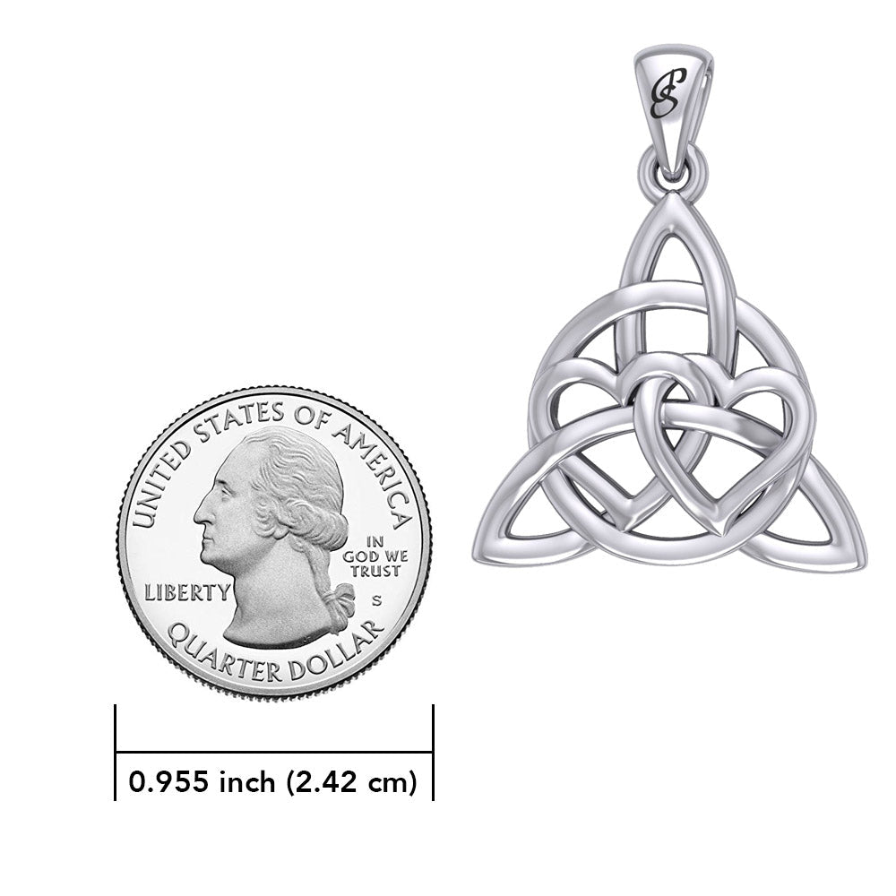 Enchantment Sterling Silver Double Hearts Connected with Magic Celtic Triquetra Pendant - TPD6194 by Peter Stone