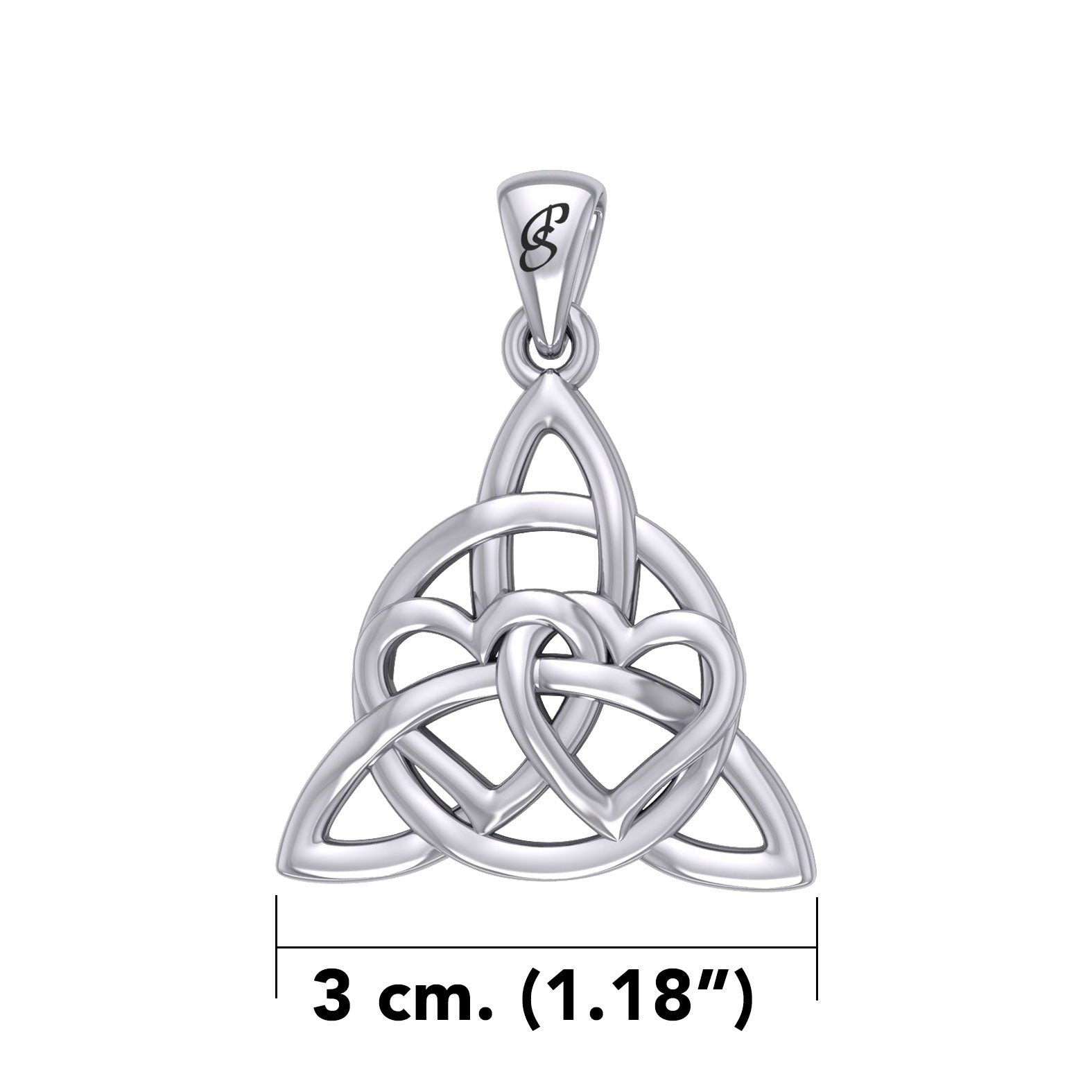 Enchantment Sterling Silver Double Hearts Connected with Magic Celtic Triquetra Pendant - TPD6194 by Peter Stone
