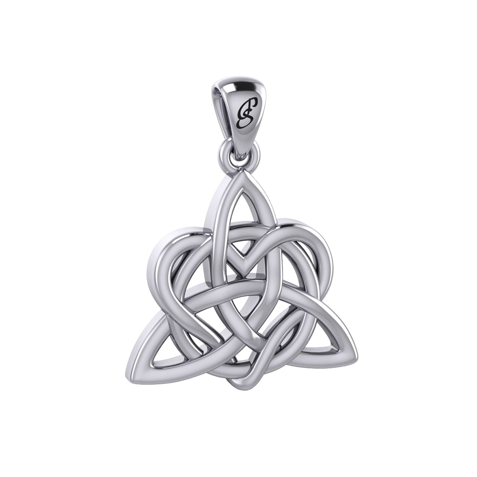 Elegance: Sterling Silver Enchanted Magic Celtic Triquetra Heart Pendant - TPD6195 by Peter Stone