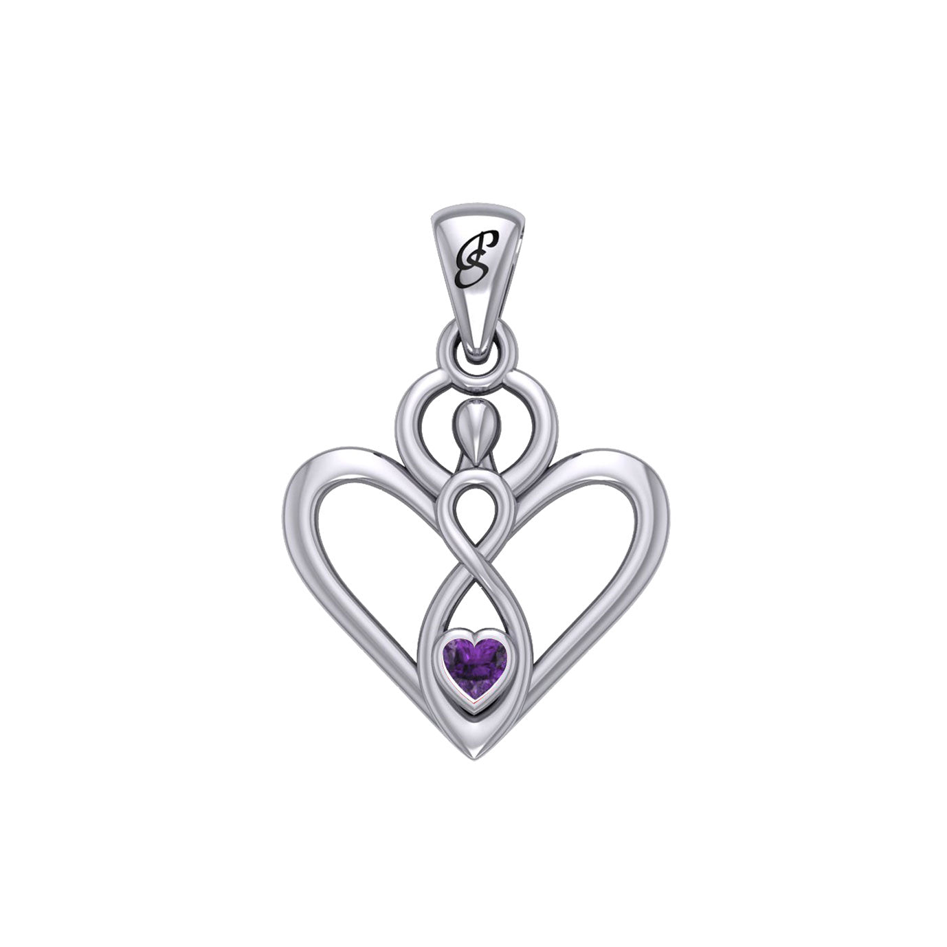 Gemstone Elegance Eternal Goddess Love Sterling Silver Immortal Love Pendant by Peter Stone TPD6204