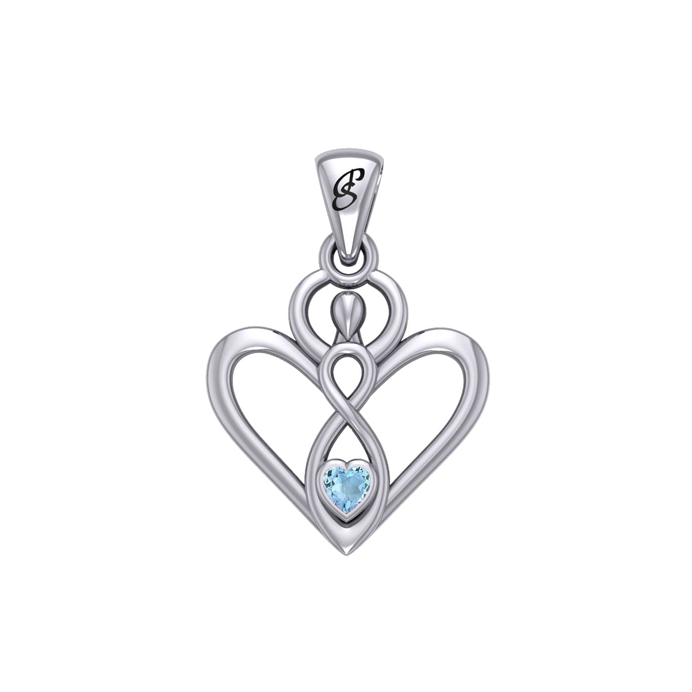 Gemstone Elegance Eternal Goddess Love Sterling Silver Immortal Love Pendant by Peter Stone TPD6204