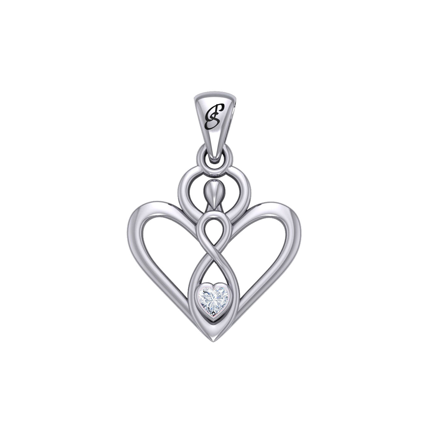 Gemstone Elegance Eternal Goddess Love Sterling Silver Immortal Love Pendant by Peter Stone TPD6204
