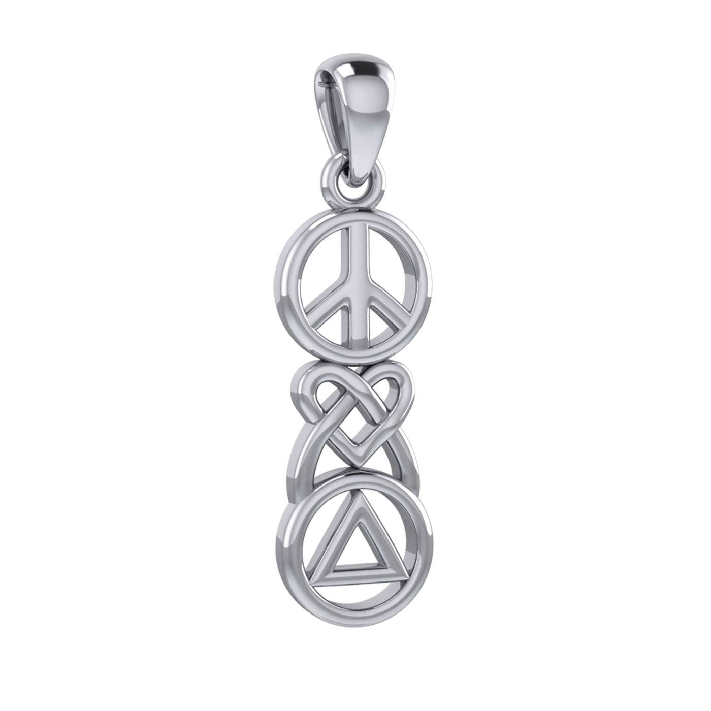 Peace, Celtic Heart and Recovery Silver Pendant TPD7009