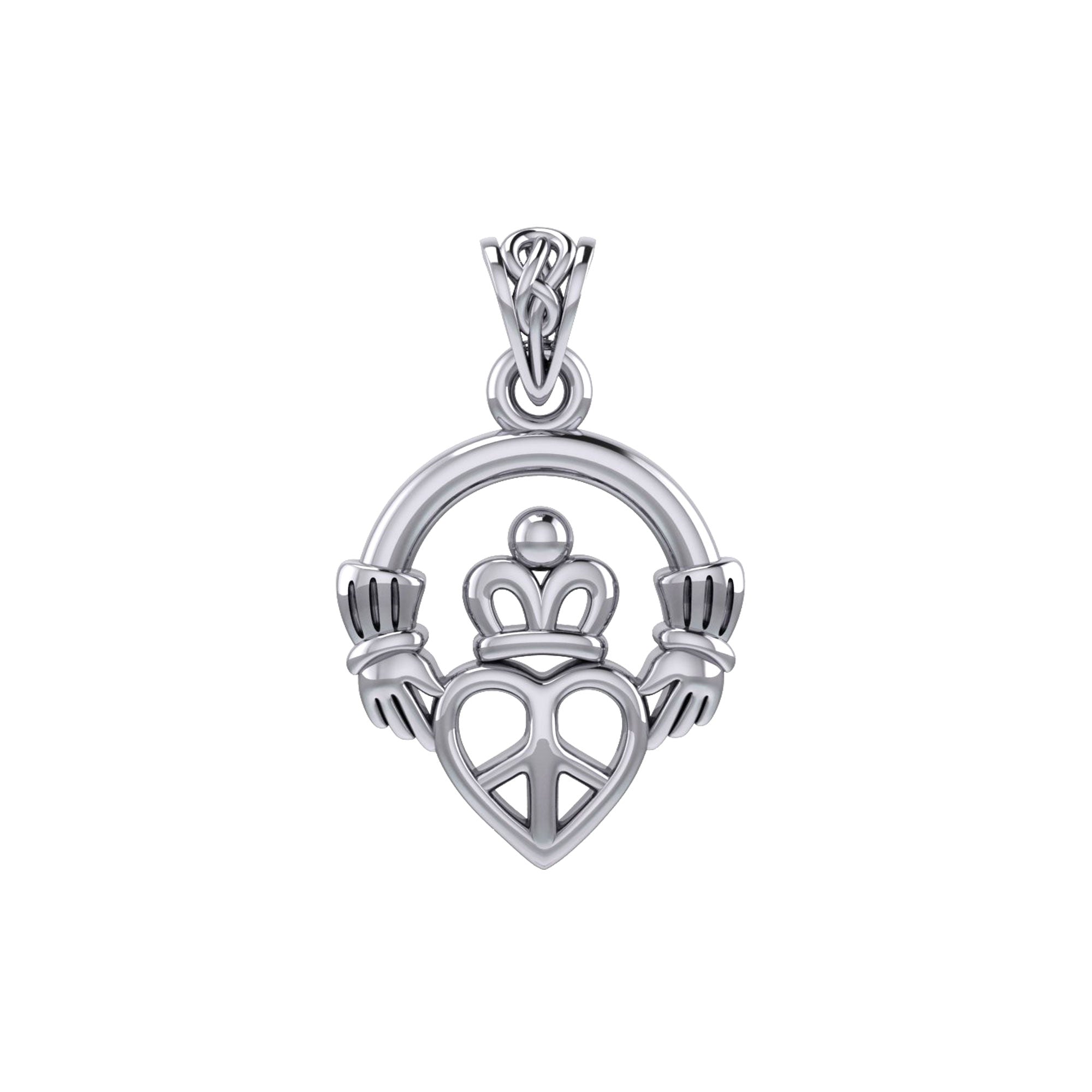 Claddagh with Peace Silver Pendant TPD7025