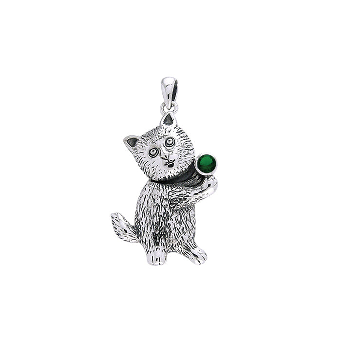 Standing Kitty Silver Pendant TPD722