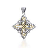 Four Point Knot Silver and 14K Gold Accent Pendant TPV3340