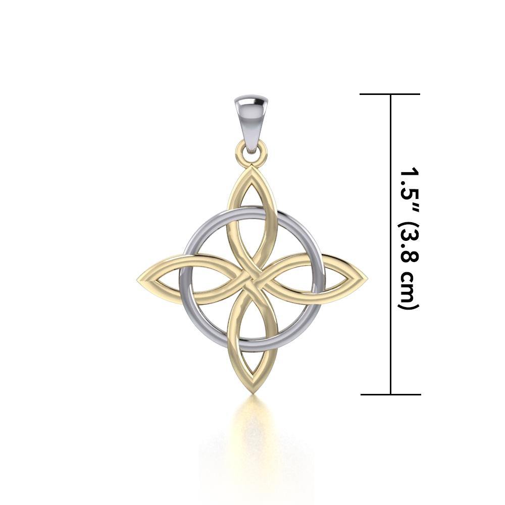 Celtic Quaternary Knot Silver and 14K Gold accent Pendant - Jewelry