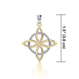 Celtic Quaternary Knot Silver and 14K Gold accent Pendant - Jewelry