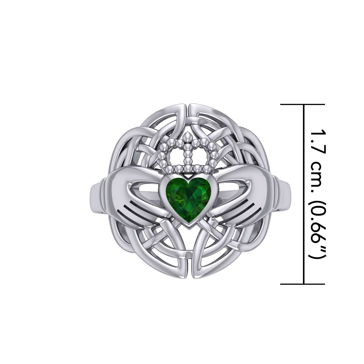 Celtic Claddagh Knotwork Sterling Silver Ring with Gemstone TR1876