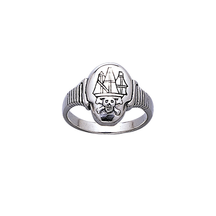 Jolly Roger Ship Silver Ring TR3662