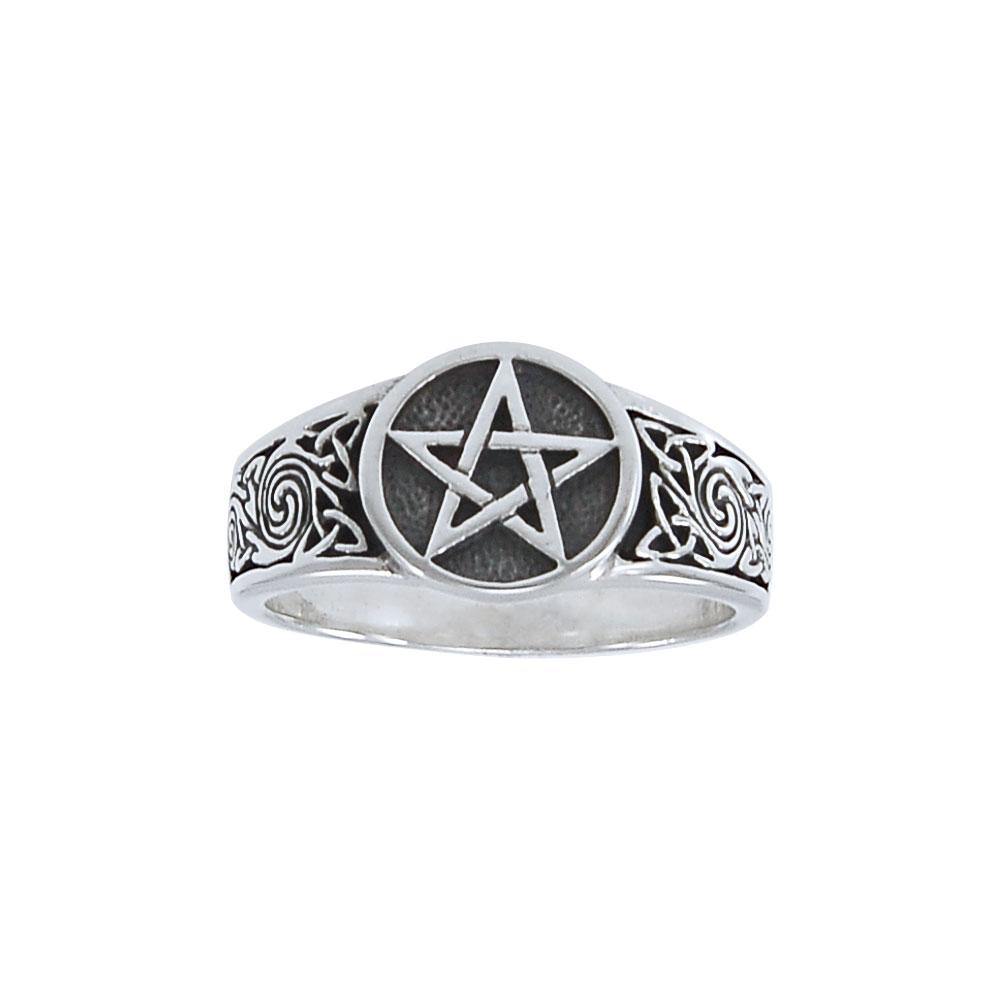 Pentacle with Celtic Silver Ring TR927 - Jewelry