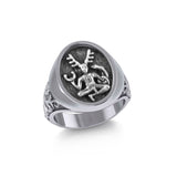 God Cernunnos Silver Signet Ring TRI2268