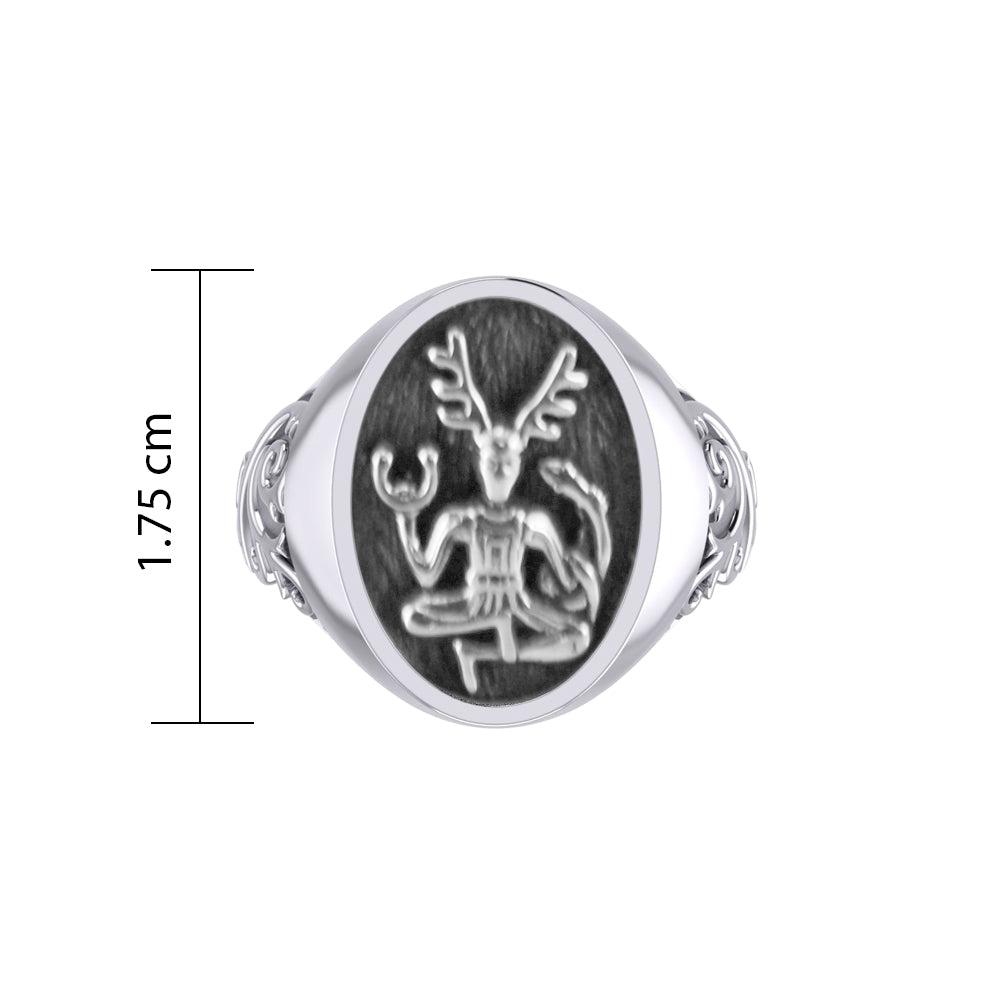 God Cernunnos Silver Signet Ring TRI2268