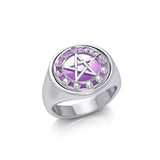 The  Moon Phase Pentacle Silver Flip Ring TRI160
