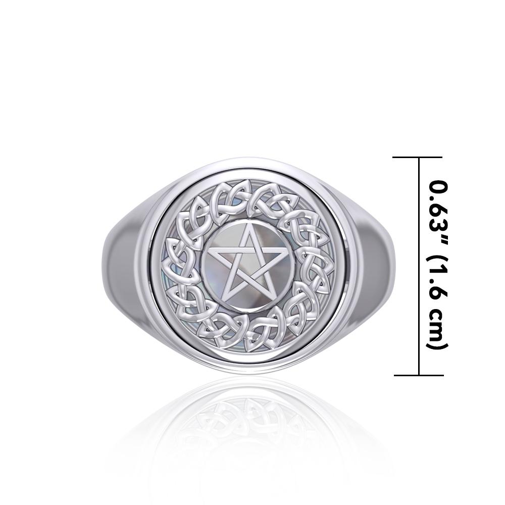 Silver Celtic Pentacle Flip Ring TRI161