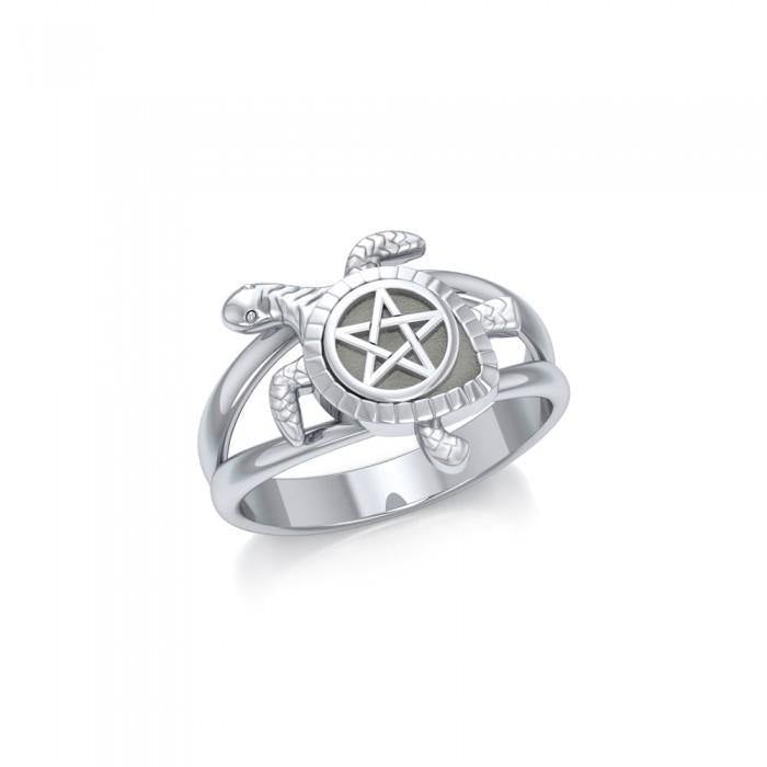 Sea Turtle with Star Silver Ring TRI1783 - Jewelry