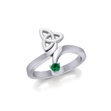 Celtic Trinity Knot with Round Gem Silver Ring TRI1788 - Jewelry
