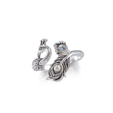 Dancing Peacock Ring in glimmering Silver with Gemstone TRI1814 - Jewelry