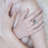 Oval Chakra Gemstone on Silver Stack Ring TRI1856 - Jewelry