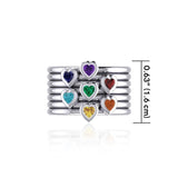 Heart Chakra Gemstone on Silver Stack Ring TRI1857 - Jewelry