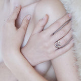 Double Crescent Moon Silver Wrap Ring with Gemstone TRI1892 - Jewelry