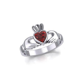 Irish Claddagh Silver Ring with Large Gemstone TRI1901 - Jewelry