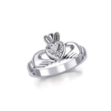 Irish Claddagh Silver Ring with Large Gemstone TRI1901 - Jewelry